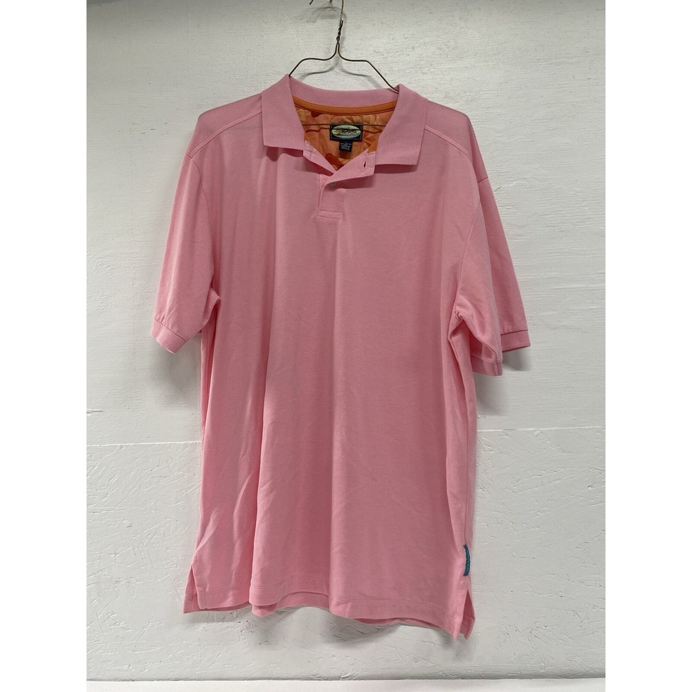 Tommy Bahama Shirt Men's Large Pink Paradise Around Spectator Polo Short Sleeve